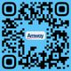 QR-Code auf blauem Hintergrund mit Amway-Logo in der Mitte.