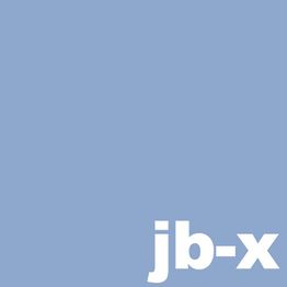 Blauer Hintergrund mit weißem Text "jb-x" unten rechts.