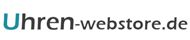 Logo mit Text "Uhren-webstore.de" in schwarzer und blauer Schrift.