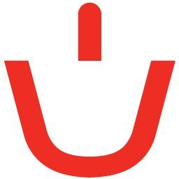 Rotes, stilisiertes U und I auf weißem Hintergrund.