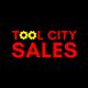 "Tool City Sales logo with yellow gear 'O's on a black background."