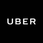 Logotipo da Uber com fundo preto e letras brancas.