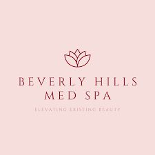 Logo of Beverly Hills Med Spa with a lotus flower on a pink background.