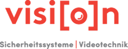 Logo mit Text: "vision" in Rot, "Sicherheitssysteme | Videotechnik" in Grau.