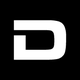 Buchstabe "D" in Weiß auf schwarzem Hintergrund.