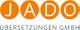 Logo der JADO Übersetzungen GmbH, Schrift in orange Kreisen und darunter grauer Text.