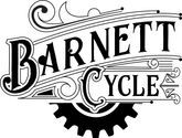 "Barnett Cycle logo with vintage design elements and a gear accent."