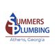 Logo for Summers Plumbing, Athens, Georgia, with a blue and red design.