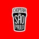 Logotipo da Choperia São Paulo em fundo vermelho, com texto em copo estilizado.