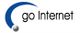 Logo mit blauem Halbkreis und Kugel, daneben der Text "go Internet".