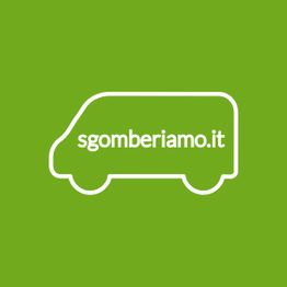 Furgone stilizzato bianco con scritta "sgomberiamo.it" su sfondo verde.