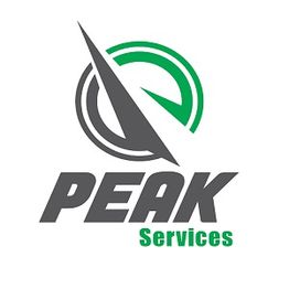 Logo with gray text "PEAK Services" and green and gray circular design above.