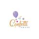 Logo of "Confetti House" with a purple balloon and colorful confetti dots.