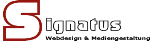 Logo mit großem roten "S" und Text: "ignatus Webdesign & Mediengestaltung".