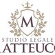 Stemma centrale con corona e foglie. Testo: Studio Legale Matteucci.