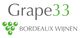 Logo van Grape33 met groene druiven en tekst “Bordeaux Wijnen”.