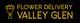 Logo reads "Flower Delivery Valley Glen" with a bouquet icon on a black background.