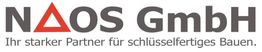 Logo der NAOS GmbH mit Slogan: "Ihr starker Partner für schlüsselfertiges Bauen."