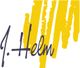 Logo mit handschriftlichem „J. Helm“ vor gelbem Hintergrund mit senkrechten Pinselstrichen.