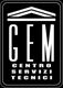 Logo in bianco e nero con la scritta "GEM Centro Servizi Tecnici" e un tetto stilizzato.