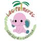 Logo con elefante rosa, texto "Las Palmeras", una palmera y "Guardería-Ludoteca".