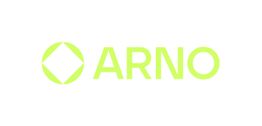 Grünes Logo mit stilisiertem Kreis und Schriftzug "ARNO" in hellgrüner Farbe auf weißem Hintergrund.