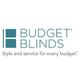 Budget Blinds logo with slogan "Style and service for every budget." in teal text on white.