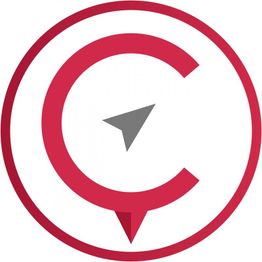 Rotes "C" mit grauem Pfeil nach oben in Kreisform.