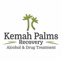 Kemah Palms Recovery logo with two palm trees, offering alcohol and drug treatment services.