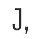 Buchstabe "J" gefolgt von einem Komma auf weißem Hintergrund.