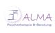 Logo mit Text "ALMA Psychotherapie & Beratung" in lila Schrift.