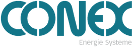 Logo mit der Aufschrift "CONEC Energie Systeme" in blaugrüner Farbe auf weißem Hintergrund.
