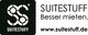 Logo von Suitestuff mit Slogan "Besser mieten." und Website "www.suitestuff.de".