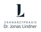 Zahnarztpraxis-Logo mit Buchstabe L und Text: Dr. Jonas Lindner.