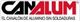 Logo de Canalum: "El canalón de aluminio sin soldaduras" en texto negro y rojo.