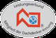 Ovales Logo mit rotem Dachsymbol und Text: "Leistungsverbund, Mitglied der Dachdecker-Innung".