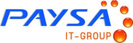 Logo von PAYSA IT-GROUP in blauem Text mit roten Punkten auf weißem Hintergrund.