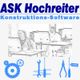 Zwei Menschen arbeiten an PCs, mit digitalem Werkzeug-Symbol darunter. Text: "ASK Hochreiter".
