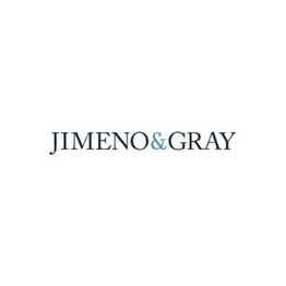 "Logo with text: JIMENO & GRAY in black and blue, ampersand emphasized."