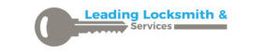 Logo of Leading Locksmith & Services with a key design.