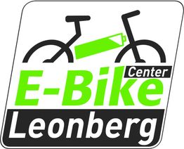 Logo mit grünem Schriftzug „E-Bike Center Leonberg“ und stilisiertem Fahrrad.