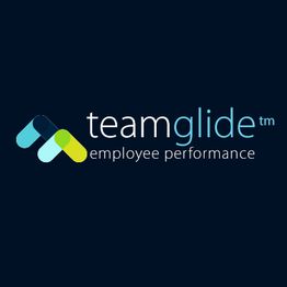 Logo of teamglide with text "employee performance" on a dark background.