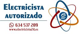 Electricista autorizado con logo y contacto: 634 537 289, www.electricista24.es.