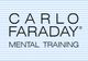 Text "Carlo Faraday Mental Training" vor blauen Streifen.