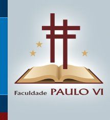 Logotipo da Faculdade Paulo VI com livro aberto e duas cruzes vermelhas, cercadas por estrelas.