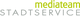 Logo mit Schriftzug "mediateam STADTSERVICE" in grau und grün.