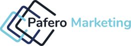 Logo von Pafero Marketing mit verschachtelten Quadraten in Blau- und Schwarztönen.