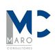 Logotipo de "Maro Consultores" con letras "M" y "C" en gris y azul.