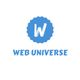 Logo azzurro con lettera "W" e scritta "Web Universe" sottostante.