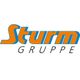 Logo mit Schriftzug "Sturm Gruppe" in blauer und oranger Schrift auf weißem Hintergrund.